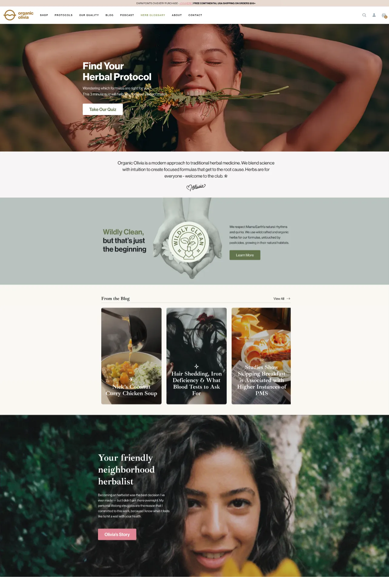 The Shopify Store for Organic Olivia, a modern approach to traditional herbal medicine.